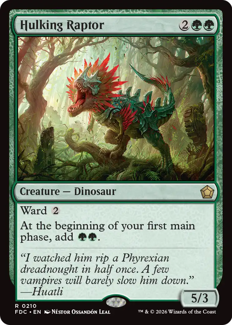 Hulking Raptor - Rare Creature — Dinosaur card from Foundations Commander