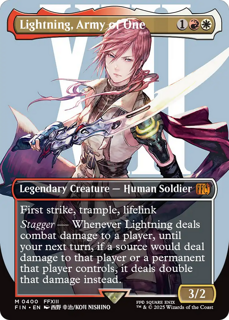 Lightning, Army of One - Mythic Legendary Creature — Human Soldier card from Final Fantasy
