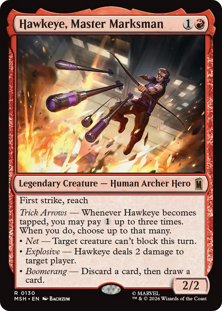 Hawkeye, Master Marksman - Rare Legendary Creature — Human Archer Hero card from Marvel Super Heroes