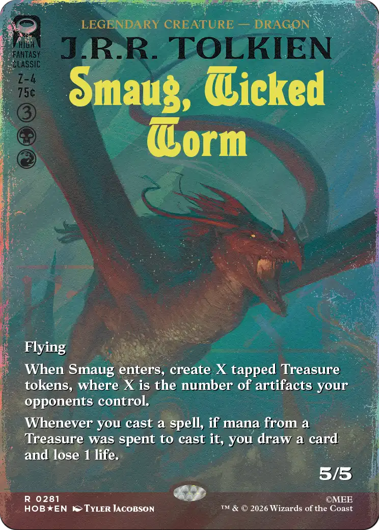 Smaug, Wicked Worm - Rare Legendary Creature — Dragon card from The Hobbit