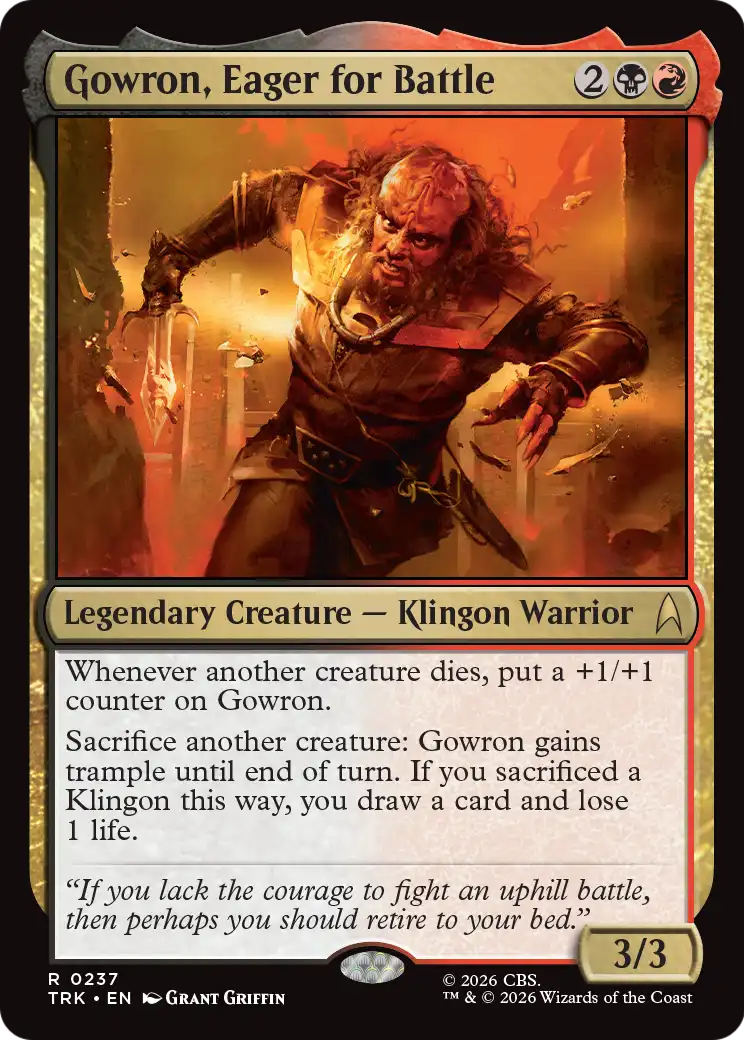 Gowron, Eager for Battle - Rare Legendary Creature — Klingon Warrior card from Star Trek