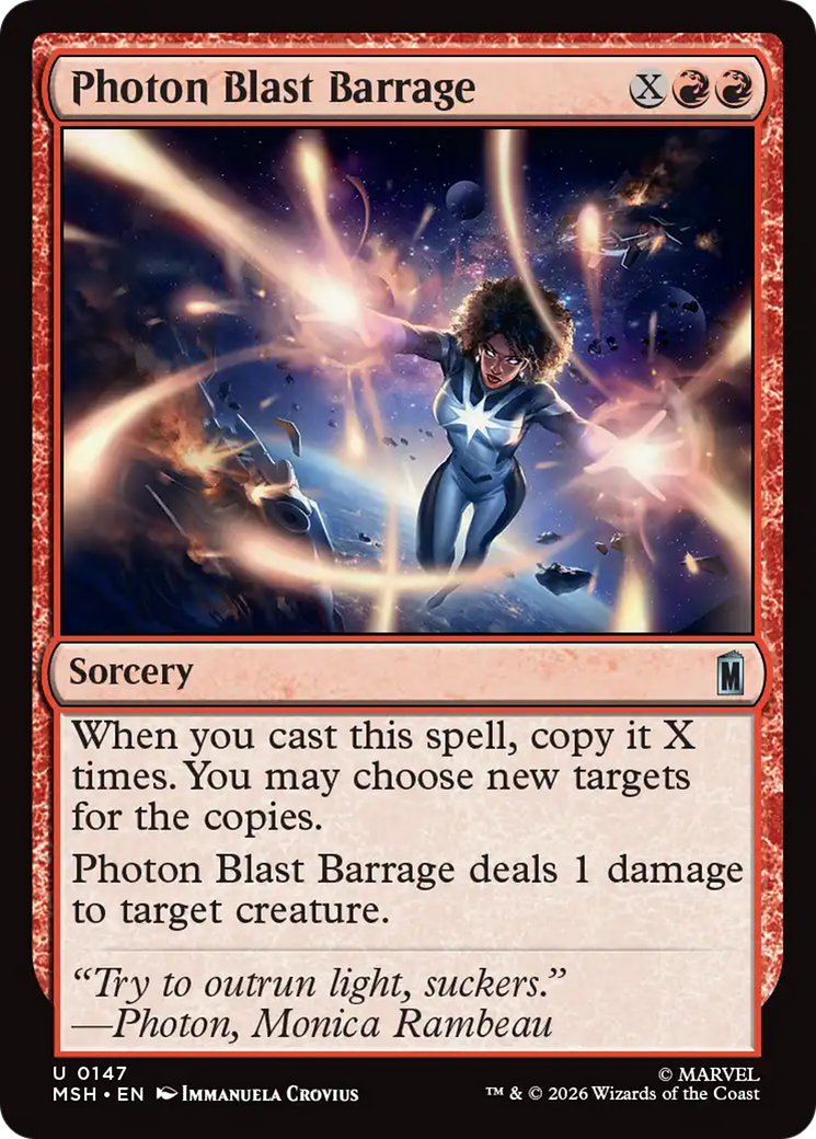 Photon Blast Barrage - Uncommon Sorcery card from Marvel Super Heroes