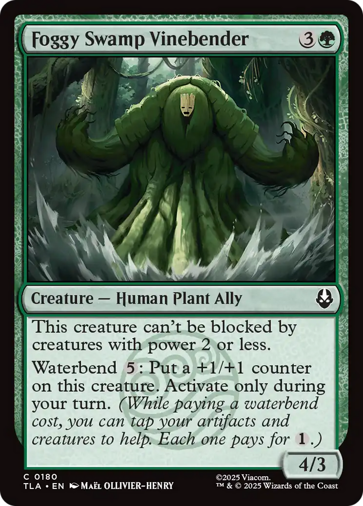 Foggy Swamp Vinebender - Common Creature — Human Plant Ally card from Avatar: The Last Airbender