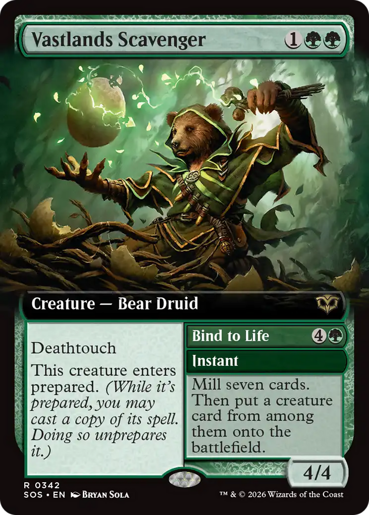Vastlands Scavenger // Bind to Life - Rare Creature — Bear Druid card from Secrets of Strixhaven