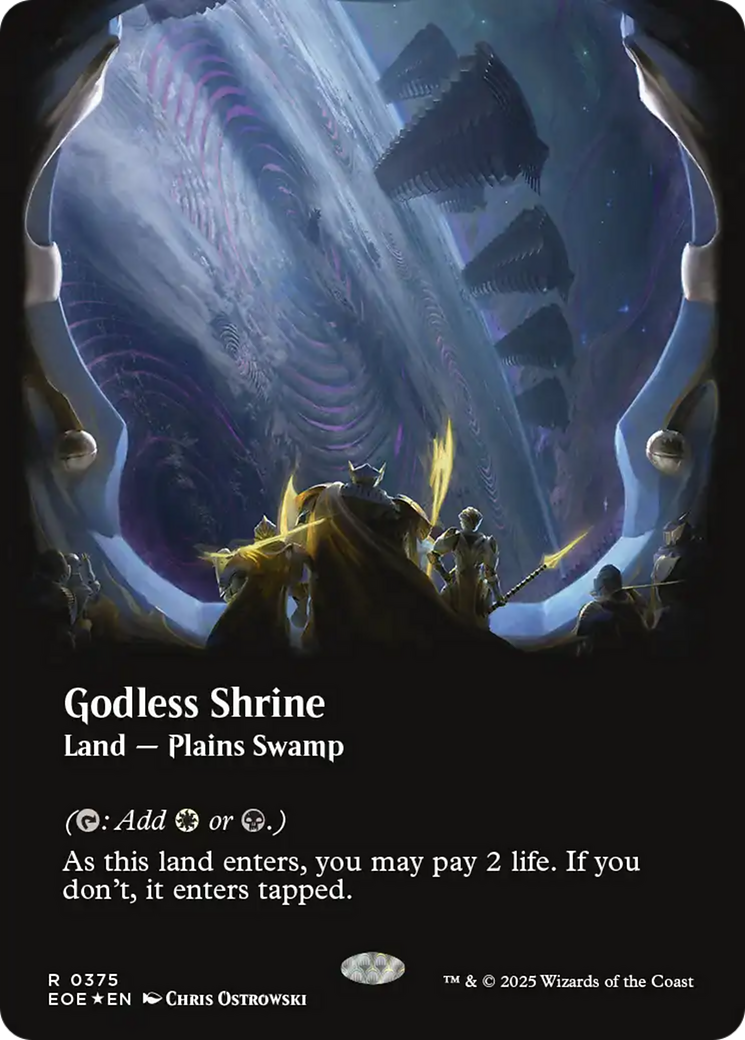 Godless Shrine - Rare Land — Plains Swamp card from Edge of Eternities