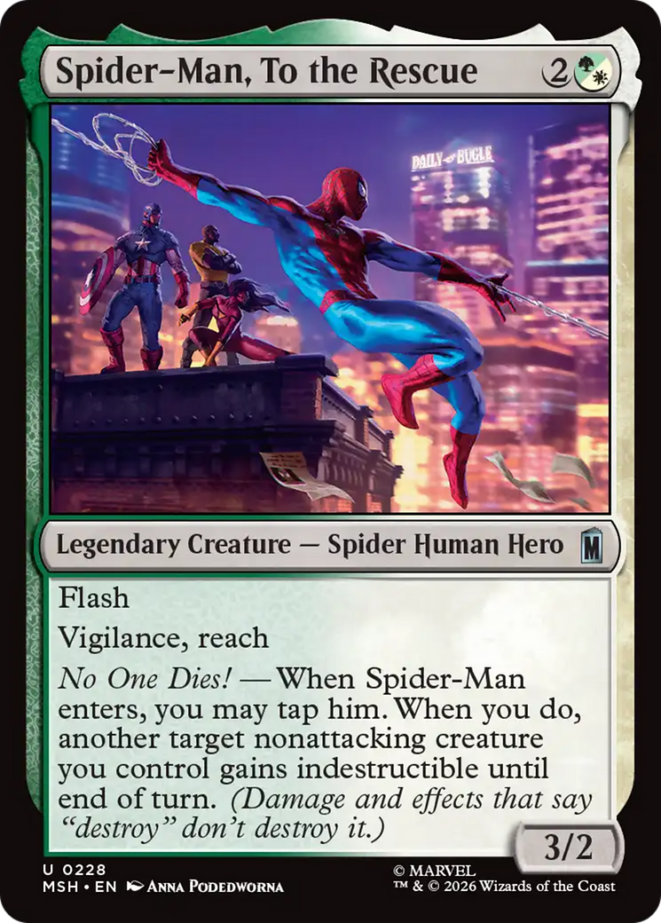 Spider-Man, To the Rescue - Uncommon Legendary Creature — Spider Human Hero card from Marvel Super Heroes