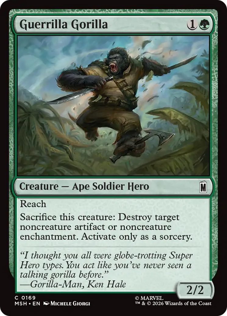 Guerrilla Gorilla - Common Creature — Ape Soldier Hero card from Marvel Super Heroes
