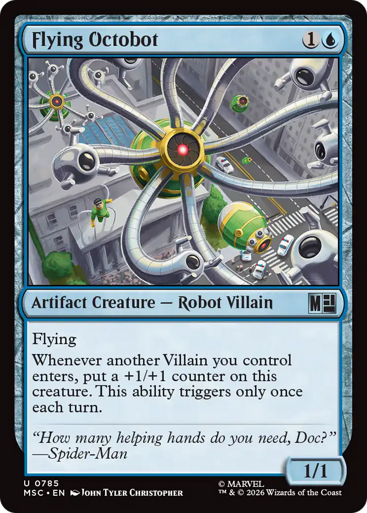 Flying Octobot - Uncommon Artifact Creature — Robot Villain card from Marvel Super Heroes Commander