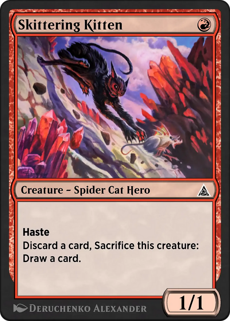 Masked Meower - Common Creature — Spider Cat Hero card from Through the Omenpaths
