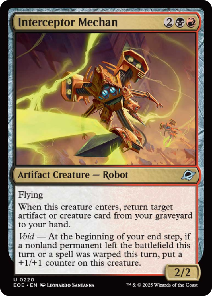 Interceptor Mechan - Uncommon Artifact Creature — Robot card from Edge of Eternities