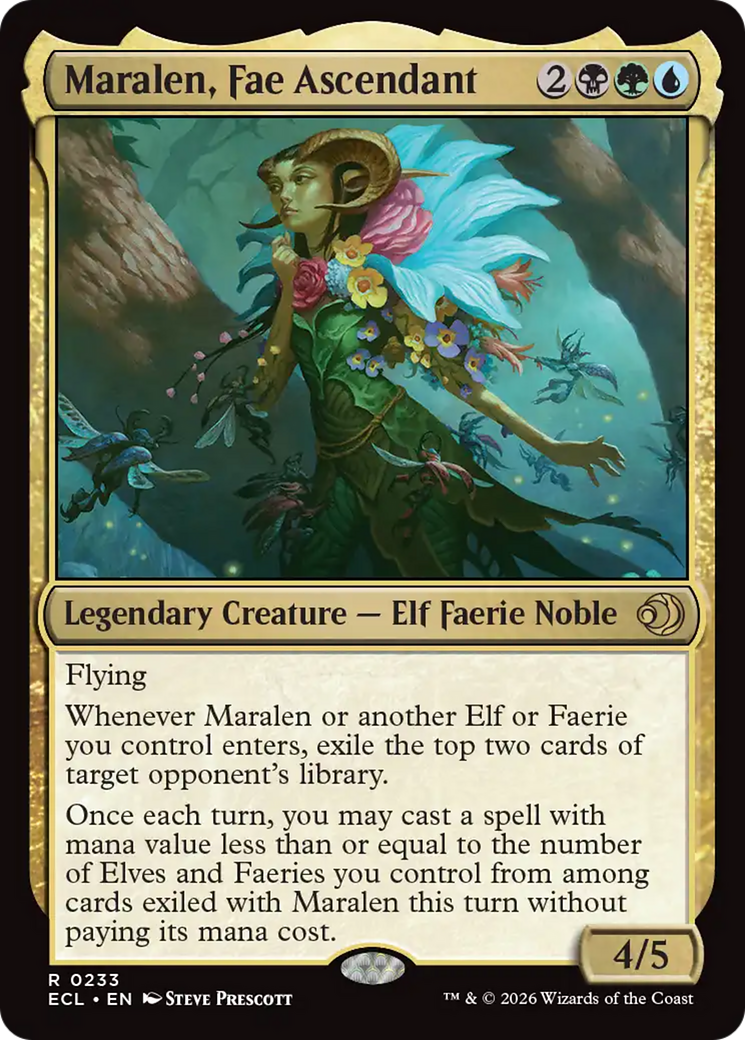 Maralen, Fae Ascendant - Rare Legendary Creature — Elf Faerie Noble card from Lorwyn Eclipsed