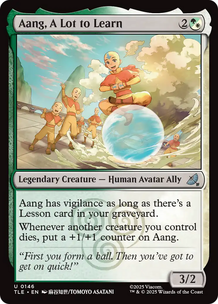 Aang, A Lot to Learn - Uncommon Legendary Creature — Human Avatar Ally card from Avatar: The Last Airbender Eternal