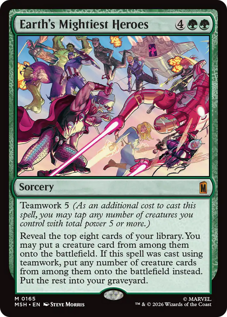 Earth's Mightiest Heroes - Mythic Sorcery card from Marvel Super Heroes