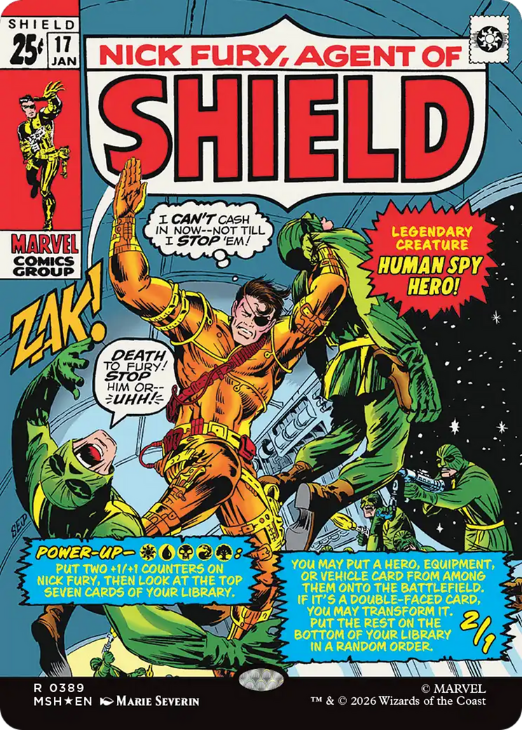 Nick Fury, Agent of S.H.I.E.L.D. - Rare Legendary Creature — Human Spy Hero card from Marvel Super Heroes