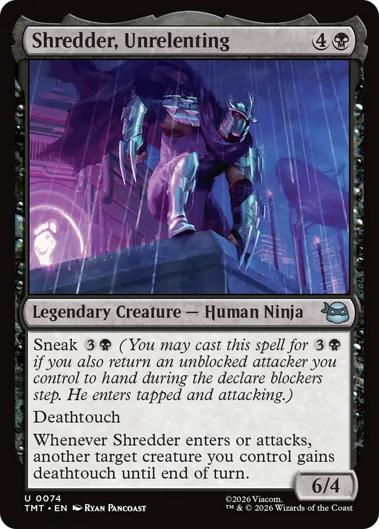 Shredder, Unrelenting - Uncommon Legendary Creature — Human Ninja card from Teenage Mutant Ninja Turtles