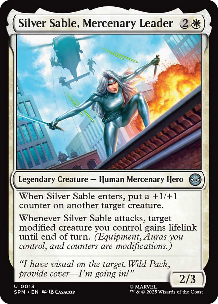 Silver Sable, Mercenary Leader - Uncommon Legendary Creature — Human Mercenary Hero card from Marvel's Spider-Man