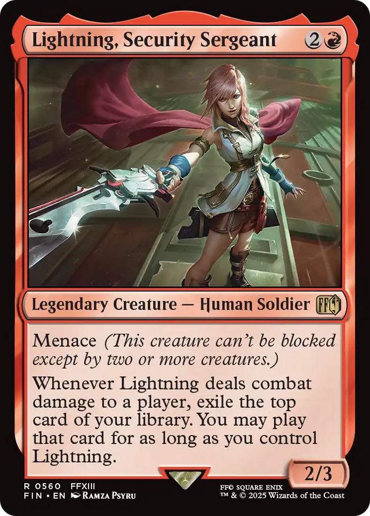 Lightning, Security Sergeant - Rare Legendary Creature — Human Soldier card from Final Fantasy