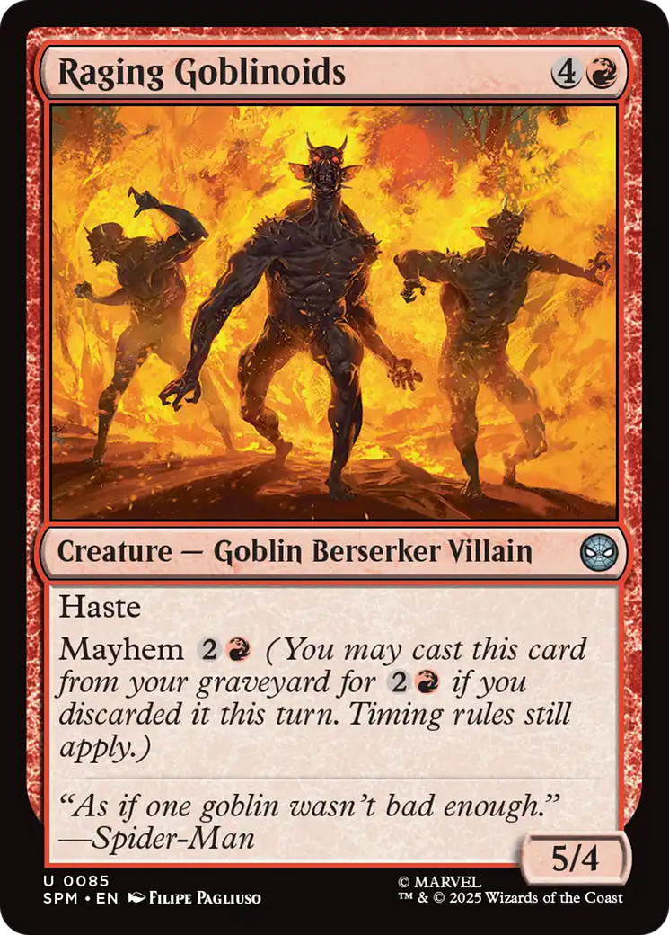 Raging Goblinoids - Uncommon Creature — Goblin Berserker Villain card from Marvel's Spider-Man