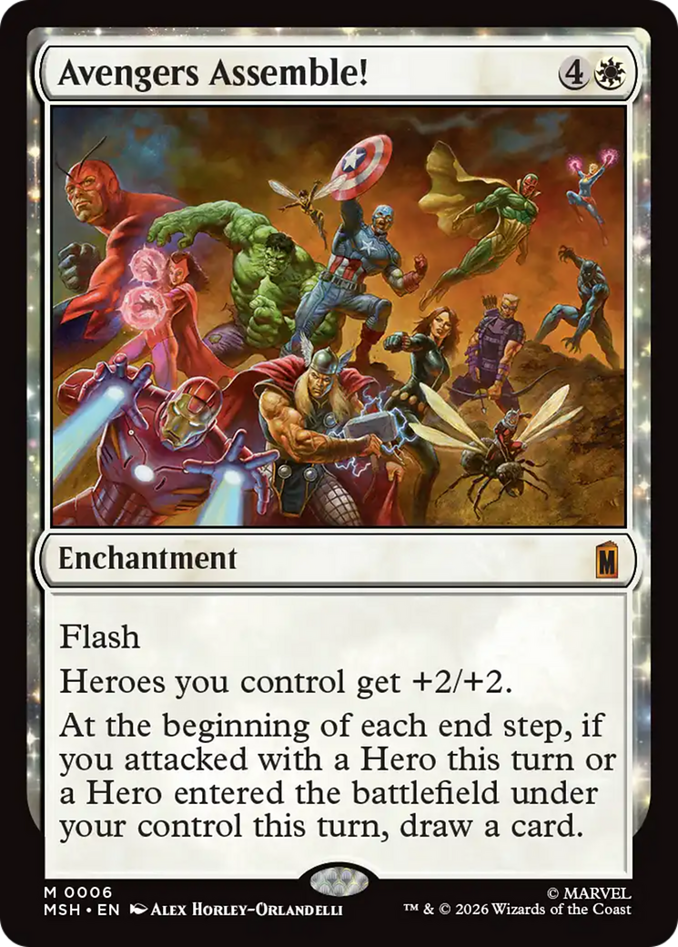 Avengers Assemble! - Mythic Enchantment card from Marvel Super Heroes