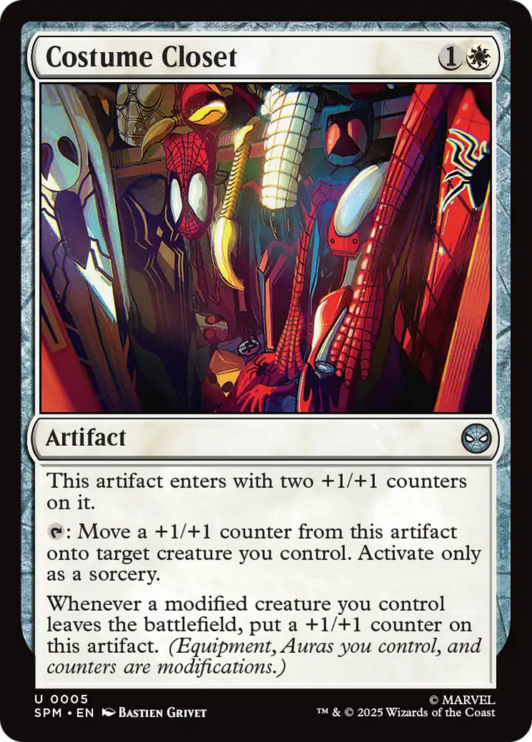 Costume Closet - Uncommon Artifact card from Marvel's Spider-Man