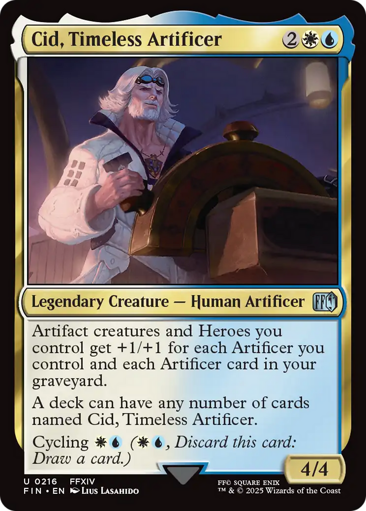 Cid, Timeless Artificer - Uncommon Legendary Creature — Human Artificer card from Final Fantasy