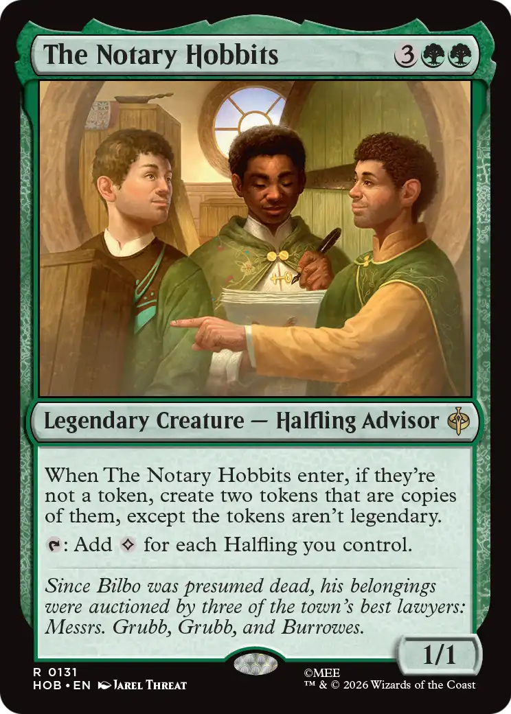 The Notary Hobbits - Rare Legendary Creature — Halfling Advisor card from The Hobbit