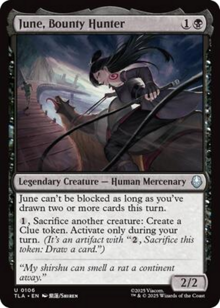 June, Bounty Hunter - Uncommon Legendary Creature — Human Mercenary card from Avatar: The Last Airbender