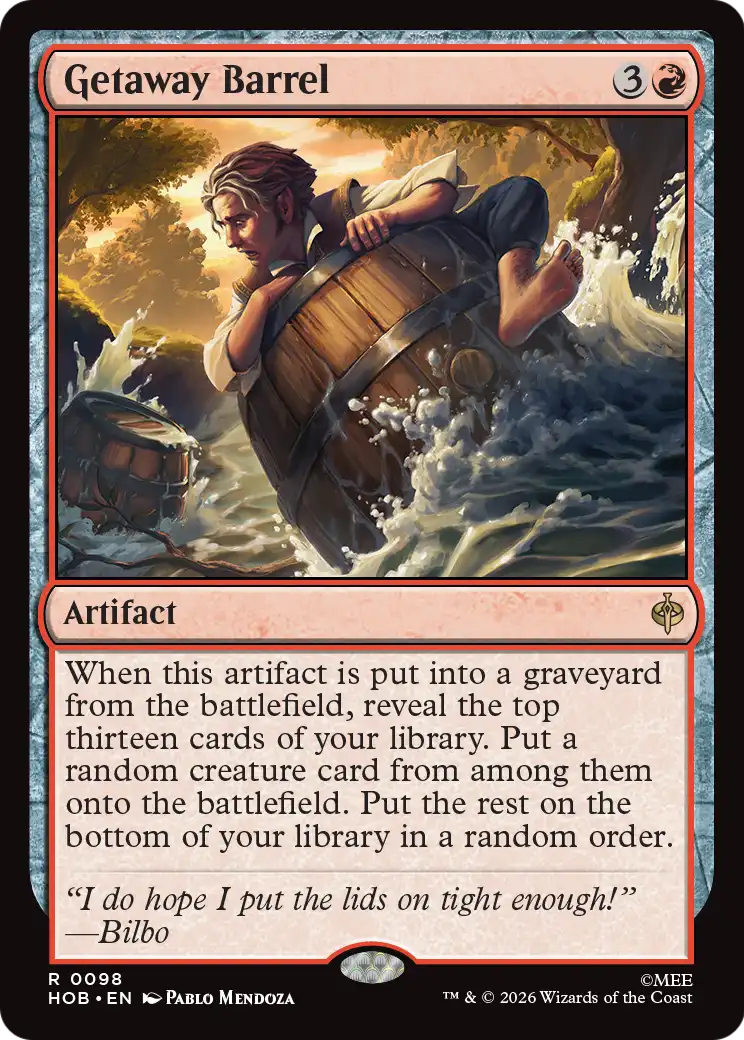 Getaway Barrel - Rare Artifact card from The Hobbit