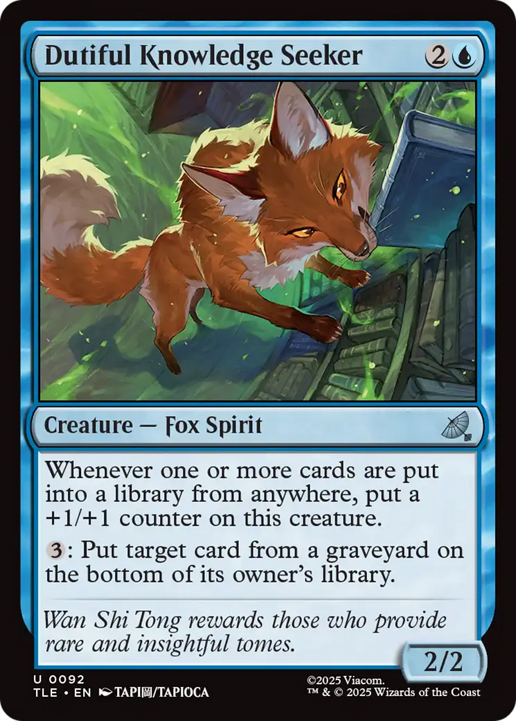 Dutiful Knowledge Seeker - Uncommon Creature — Fox Spirit card from Avatar: The Last Airbender Eternal