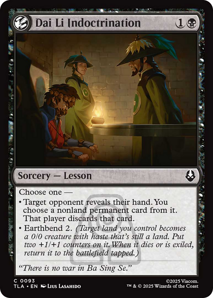 Dai Li Indoctrination - Common Sorcery — Lesson card from Avatar: The Last Airbender