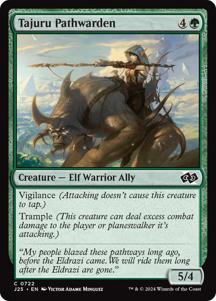 Tajuru Pathwarden - Common Creature — Elf Warrior Ally card from Foundations Jumpstart