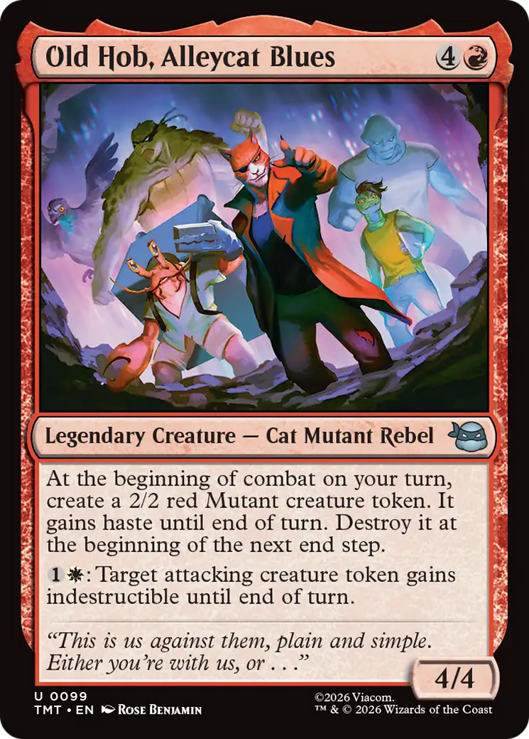 Old Hob, Alleycat Blues - Uncommon Legendary Creature — Cat Mutant Rebel card from Teenage Mutant Ninja Turtles