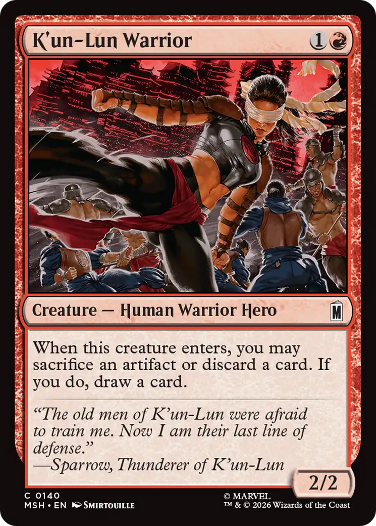 K'un-Lun Warrior - Common Creature — Human Warrior Hero card from Marvel Super Heroes