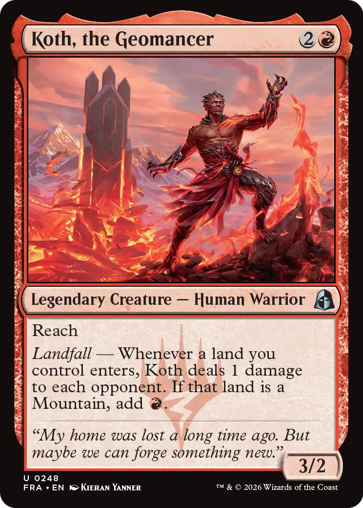 Koth, the Geomancer - Uncommon Legendary Creature — Human Warrior card from Reality Fracture