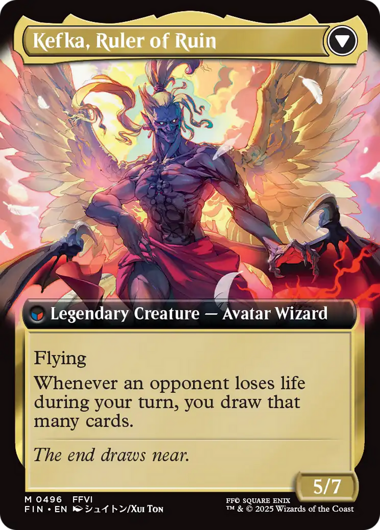 Back face of Kefka, Court Mage // Kefka, Ruler of Ruin - Legendary Creature — Avatar Wizard card