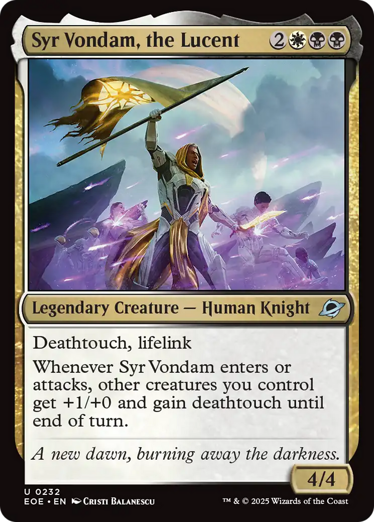 Syr Vondam, the Lucent - Uncommon Legendary Creature — Human Knight card from Edge of Eternities