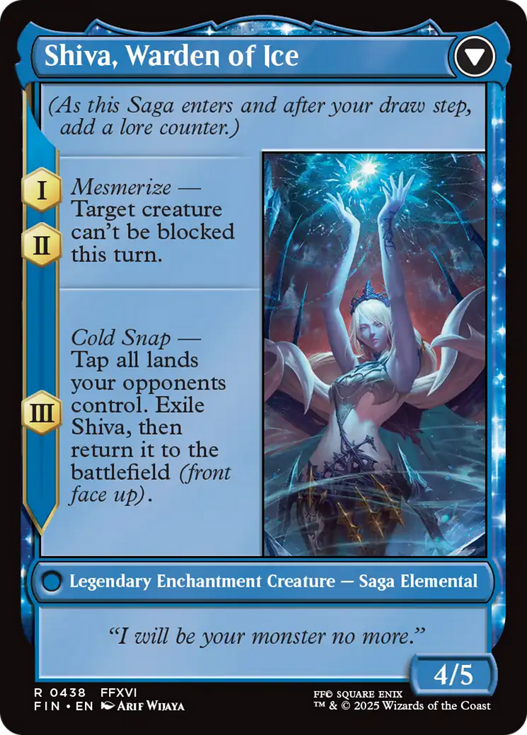 Back face of Jill, Shiva's Dominant // Shiva, Warden of Ice - Legendary Enchantment Creature — Saga Elemental card
