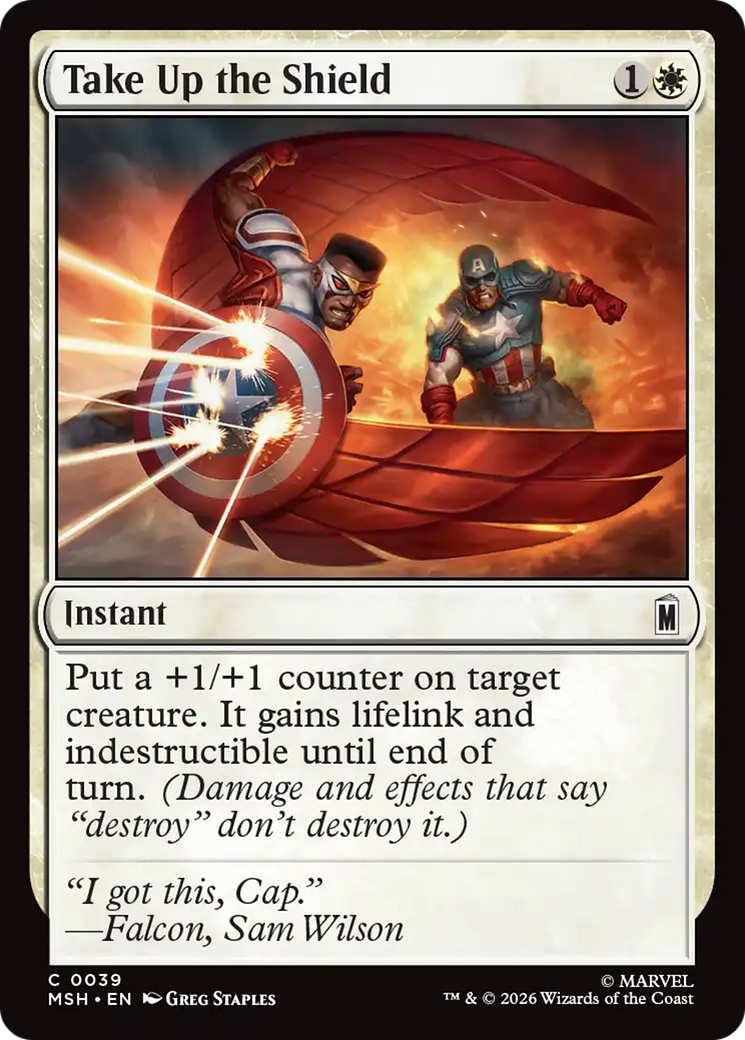 Take Up the Shield - Common Instant card from Marvel Super Heroes
