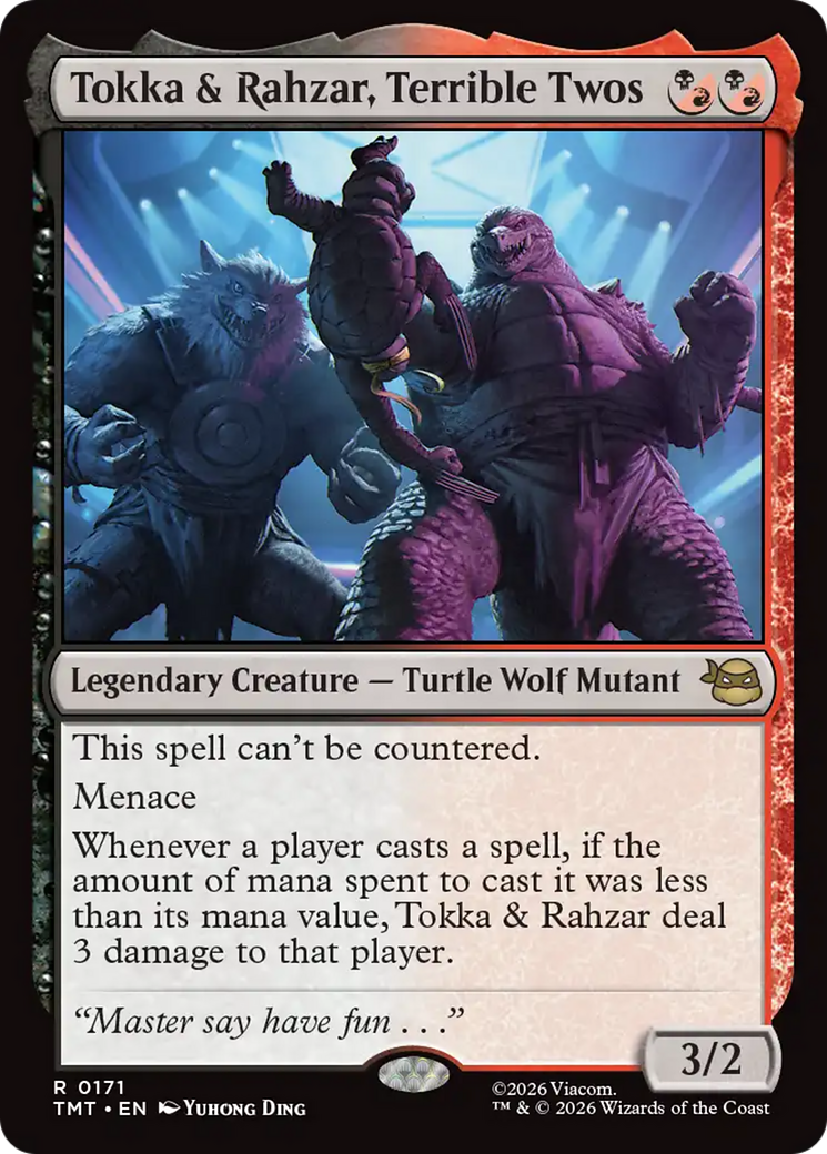 Tokka & Rahzar, Terrible Twos - Rare Legendary Creature — Turtle Wolf Mutant card from Teenage Mutant Ninja Turtles