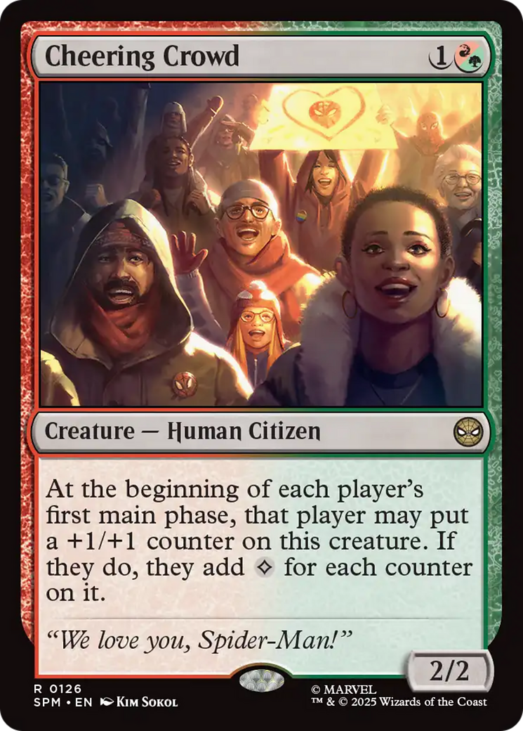 Cheering Crowd - Rare Creature — Human Citizen card from Marvel's Spider-Man