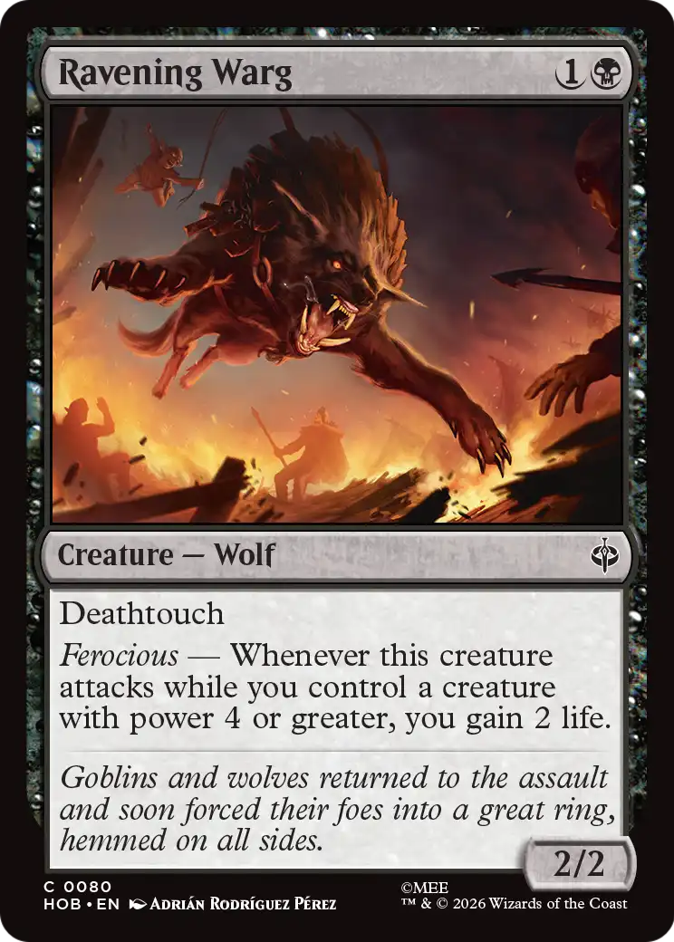 Ravening Warg - Common Creature — Wolf card from The Hobbit