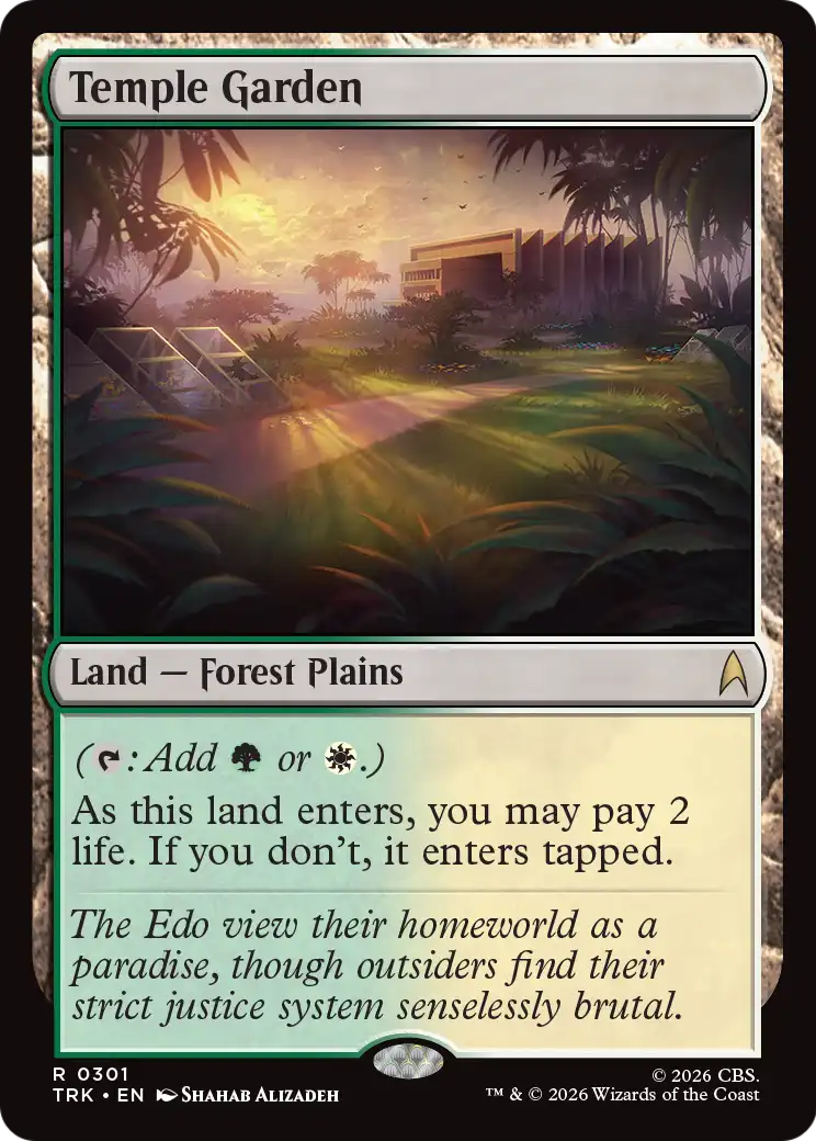 Temple Garden - Rare Land — Forest Plains card from Star Trek