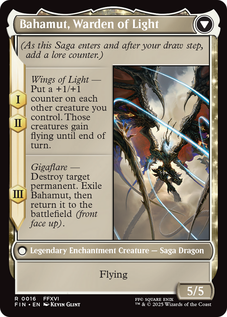 Back face of Dion, Bahamut's Dominant // Bahamut, Warden of Light - Legendary Enchantment Creature — Saga Dragon card