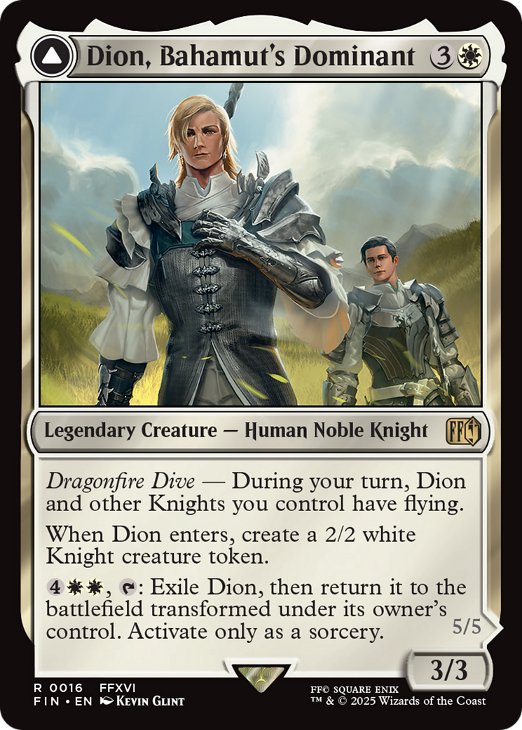 Dion, Bahamut's Dominant // Bahamut, Warden of Light - Rare Legendary Enchantment Creature — Saga Dragon card from Final Fantasy