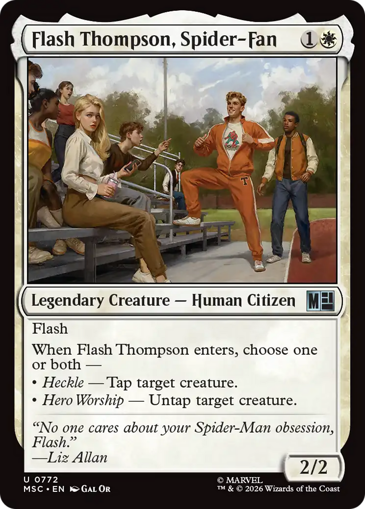 Flash Thompson, Spider-Fan - Uncommon Legendary Creature — Human Citizen card from Marvel Super Heroes Commander