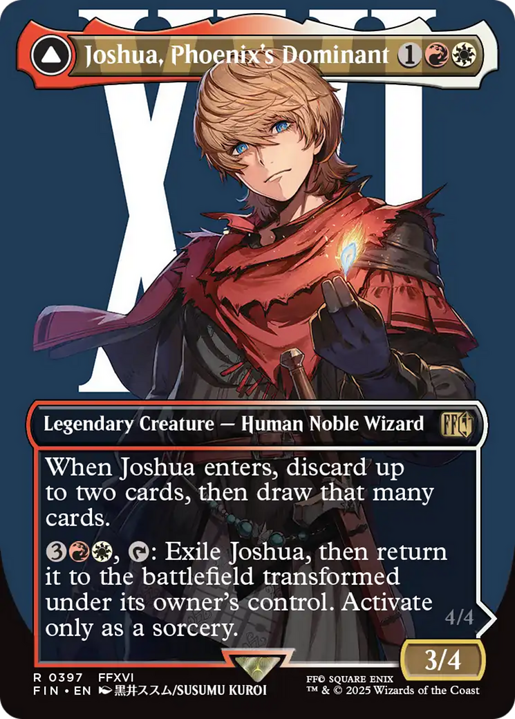 Joshua, Phoenix's Dominant // Phoenix, Warden of Fire - Rare Legendary Enchantment Creature — Saga Phoenix card from Final Fantasy