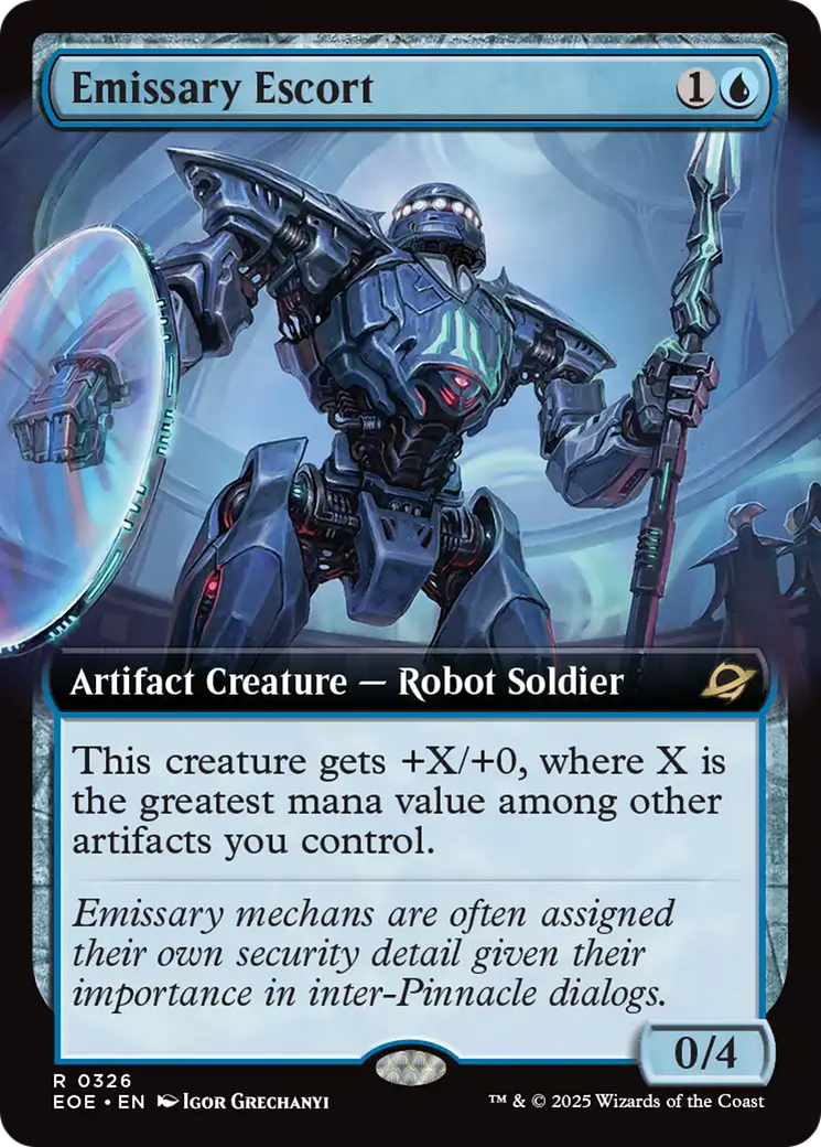 Emissary Escort - Rare Artifact Creature — Robot Soldier card from Edge of Eternities