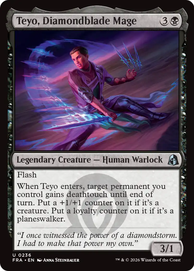 Teyo, Diamondblade Mage - Uncommon Legendary Creature — Human Warlock card from Reality Fracture