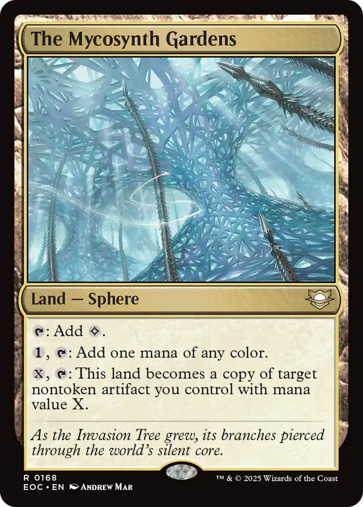 The Mycosynth Gardens - Rare Land — Sphere card from Edge of Eternities Commander