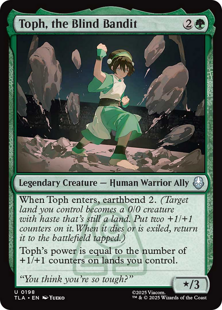 Toph, the Blind Bandit - Uncommon Legendary Creature — Human Warrior Ally card from Avatar: The Last Airbender